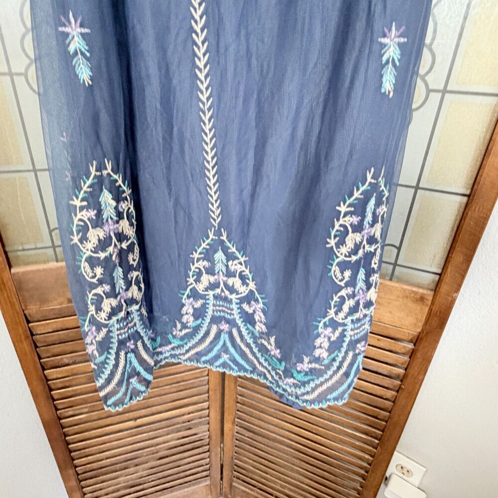 Boho Embroidered Mesh Maxi Skirt Cottagecore Festival Hippy Artsy NWT Size S/M - Picture 10 of 13